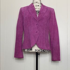 Genuine Leather Magenta Blazer